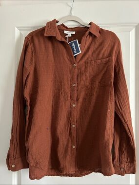 beachlunchlounge Men's Rust Button-Down Shirt
